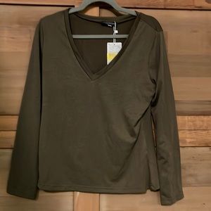 olive green long sleeve shirt